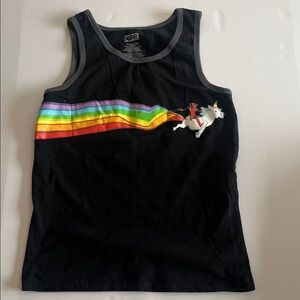 Marvel Black Tank Top with Rainbow, Deadpool and Unicorn Design
